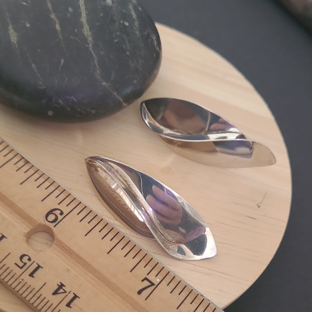 Sterling Silver Leaf-Shaped Earrings